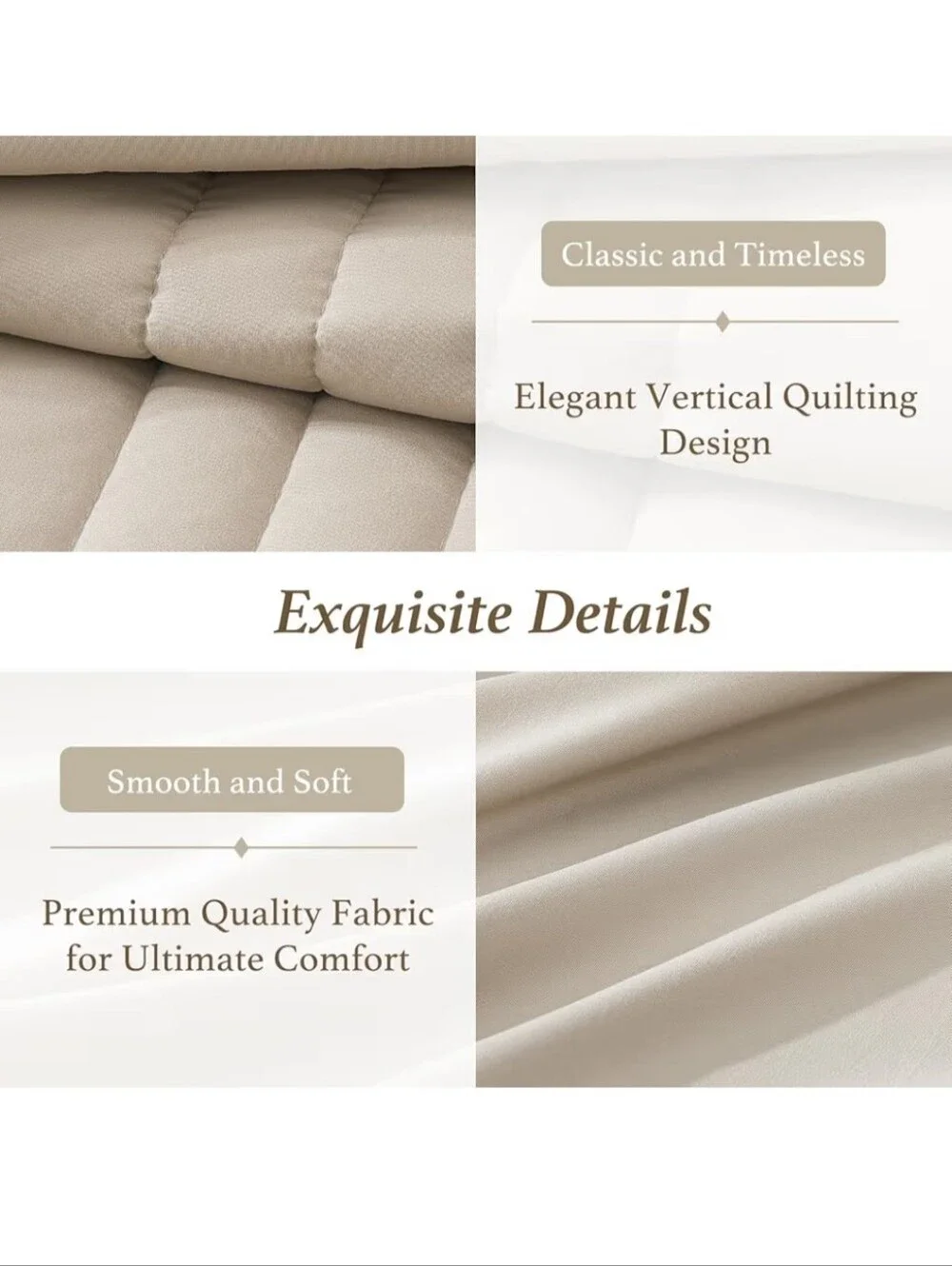 Monbix Oversized King Size Comforter Set - 7 Pieces Apricot Beige Bed in a Bag